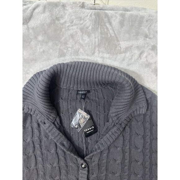 Women's Torrid Shaw Button Up Knitted Thick Gray Plus Size 1/2 - Picture 10 of 15